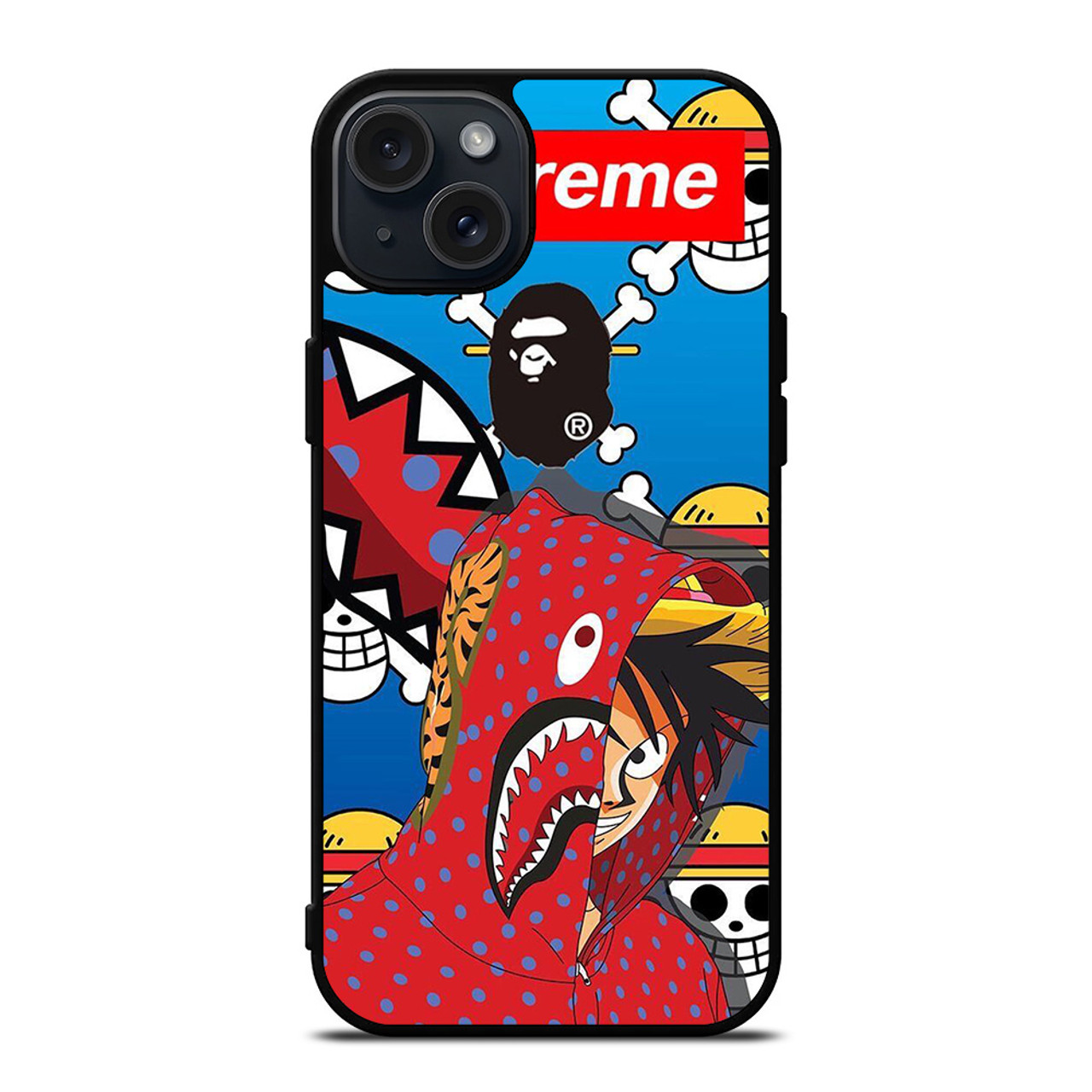 LUFFY ONE PIECE SUPREME BAPE iPhone 15 Plus Case Cover